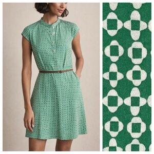 Boden Daisy mod pattern stretch modal jersey Dress green white 54197